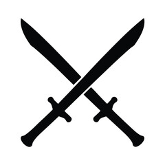 Crossed Shuang Gou Swords of Chinese Origin in Black Silhouette Design