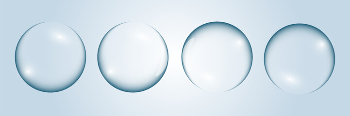 Collagen serum or essence drops on blue background. Collagen serum bubbles. Cosmetic essence. Concept skincare cosmetics solution. Vector