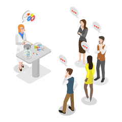 3D Isometric Flat  Illustration of Drug Testing Process , Clinical Trial