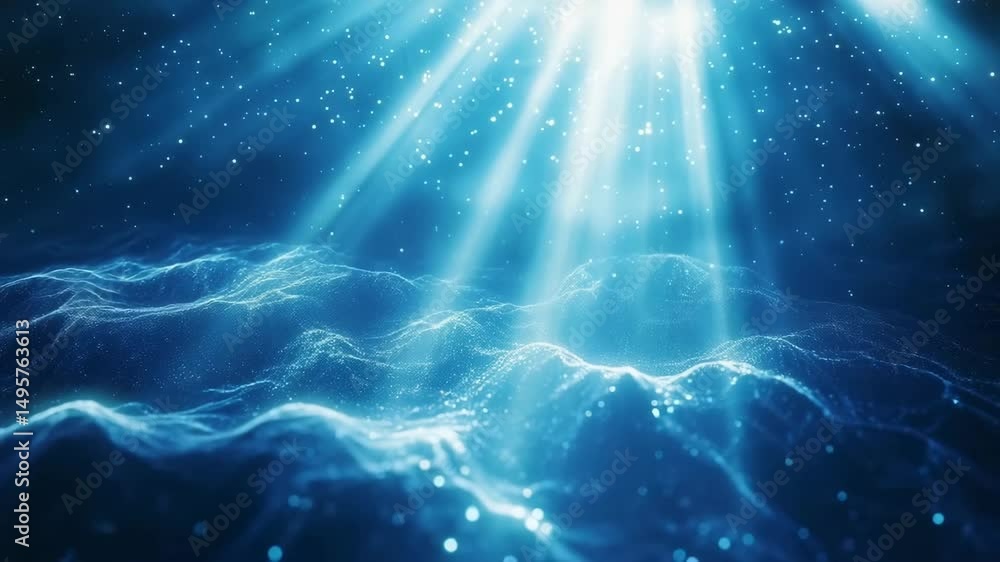 Poster captivating underwater light and wave patterns create a serene ocean experience during a vibrant day