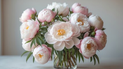 Peony bouquets are ideal for backgrounds on greeting cards, wedding invitations, and birthday invites.