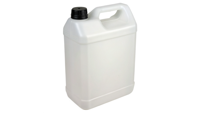 Blank disposable plastic jerry can isolated on transparent background