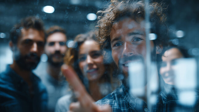 Collaborative brainstorming moment among a diverse team in a modern workspace