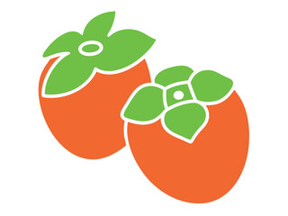 persimmon fruit icon, persimmon fruit vector illustration on white background