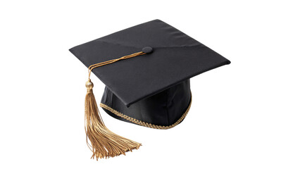 Graduation Cap with Gold Tassel isolated on transparent background