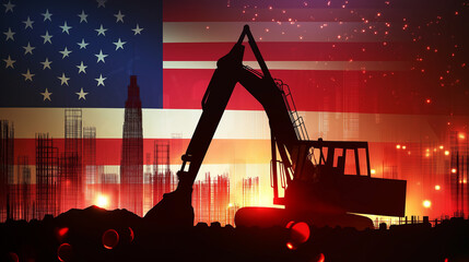 Labor day concepts. Symbols associated with Labor day and construction equipment and representations of manual labor. generated AI Illastration.