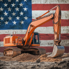 Labor day concepts. Symbols associated with Labor day and construction equipment and representations of manual labor. generated AI Illastration.