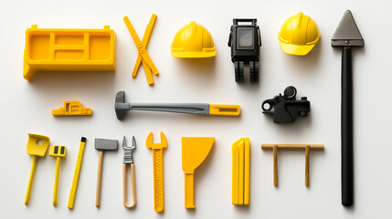 Labor day concepts. Symbols associated with Labor day and construction equipment and representations of manual labor. generated AI Illastration.