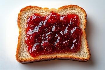 Delicious strawberry jam on toasted bread slice