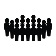 Simple Pictogram Illustrating a Crowd of People Standing Close Together in Formation