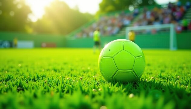 Close-up vibrant green soccer field, bright sunlight , sele??o, canarinho, aerial