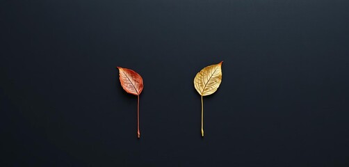 Close-up of a dark slate blackboard with several pressed botanical leaves arranged minimally; ample copy space,  close up,  brown