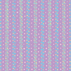 Doodle zig zag pattern repeating illustration. Stripes and polka dot motif seamlessly vector.