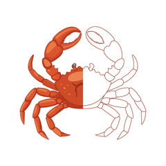 Cute crab coloring page for kids.