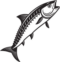 Sardine Fish Silhouette Design Illustration. Bold Silhouette of a Sardine Fish. Sardine Fish Silhouette Artwork in Black. Simple Sardine Silhouette Design for Sea Art