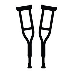 Two black crutches placed side by side on a white background