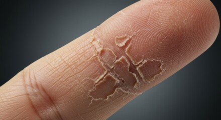 Obraz premium Dry and peeling skin on finger, skin condition. Photo