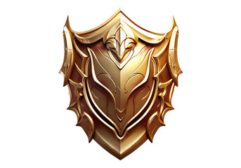 Ornate golden shield fantasy game asset isolated on a white background