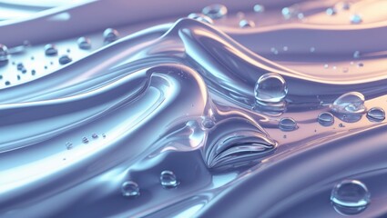 Gel serum consistency. Clear liquid skincare cream setting. Close-up of cosmetic gel featuring bubbles