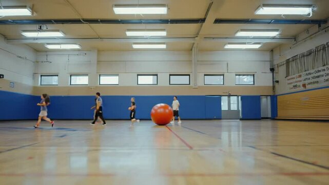 Children playing dodgeball.