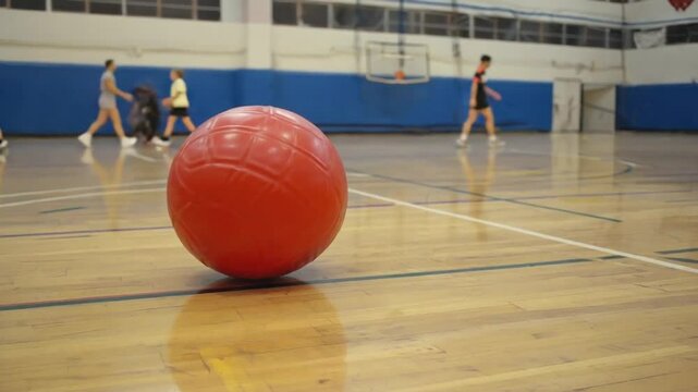 Children playing dodgeball.
