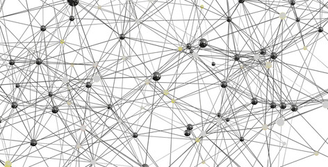 Abstract image depicting a complex network of interconnected nodes. Ideal for technology, data, or connection themes.