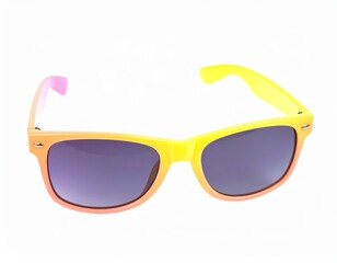 Fancy colored sunglasses over white background, summer vacation concept