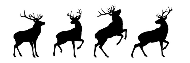 Set of deer silhouette, side view – vector illustration