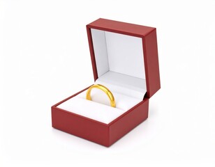 Engagement ring in a box over white background