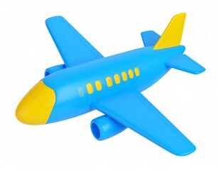 Fototapeta premium Plastic colored airplane 3D model over white background