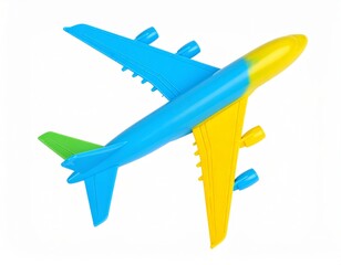 Obraz premium Plastic colored airplane 3D model over white background