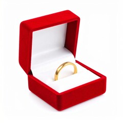 Engagement ring in a box over white background