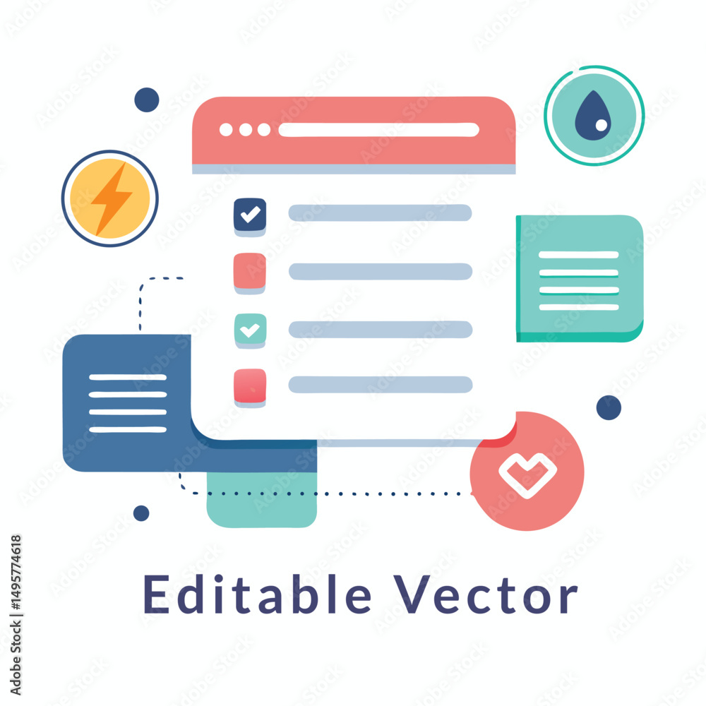 Aufkleber modern flat design illustration of progress report with customizable text placeholders