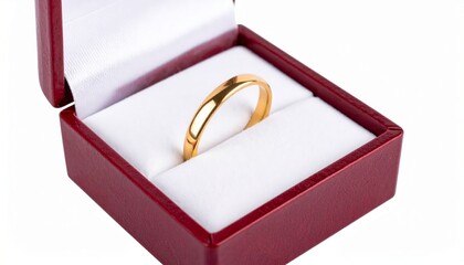 Engagement ring in a box over white background
