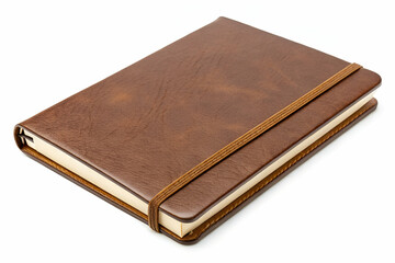 Obraz premium Stylish Brown Leather Notebook with Elastic Closure for Writing, Note-Taking, Journaling, and Organization in a Sophisticated Design