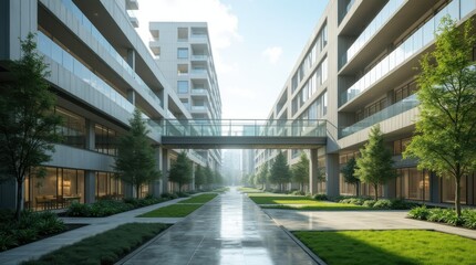 Fototapeta premium Modern empty university campus architectural design
