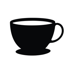 Elegant Silhouette of a Coffee Cup Filled with Liquid on White