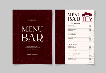 Red And Beige Modern Elegant Drinks Menu Bar Layout Template