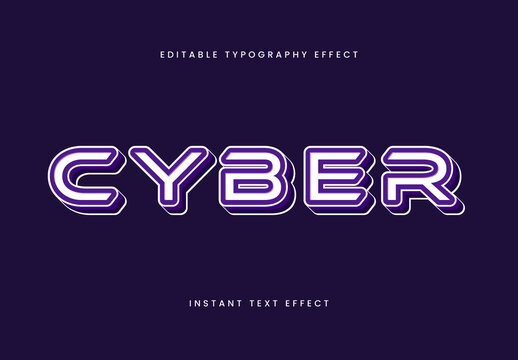 Purple And White Cyber Font Futuristic Neon Text Effect