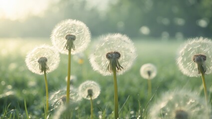 Pastel-toned spring scene with light flowers at sunset, showcasing nature's delicate beauty in soft focus.