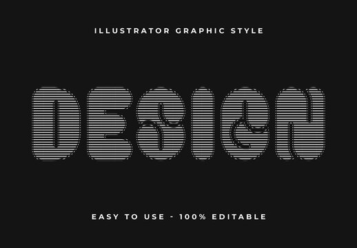 Black And White Striped Font Line Stripy Curved Text Effect