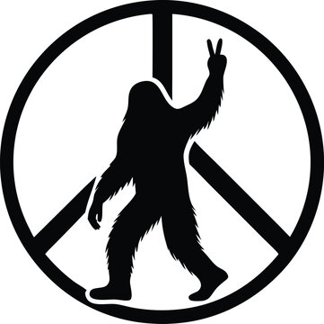 walking Bigfoot silhouette illustration