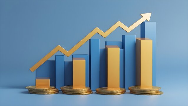 Abstract finance graph with upward trend, blue theme