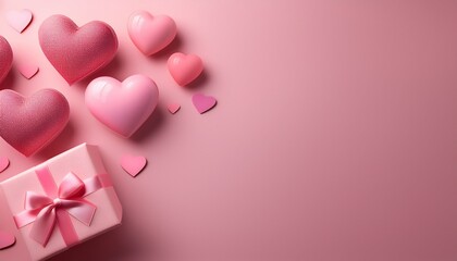 valentine s day minimalistic background with pink hearts