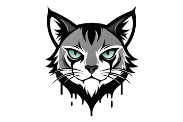 Obraz premium Vector Cat Head with Artistic Paint Strokes