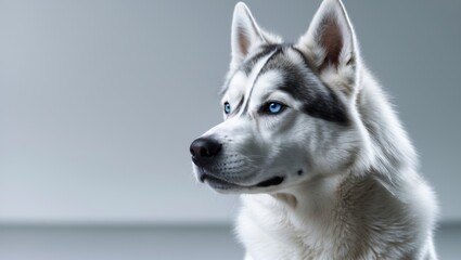 Fototapeta premium Profile view of a white Husky's muzzle in close-up
