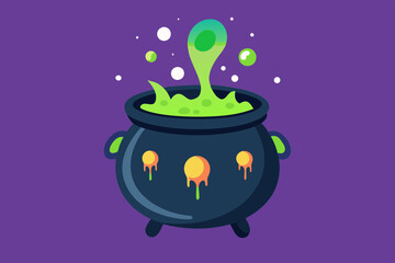 Witch Cauldron with Bubbling Green Potion