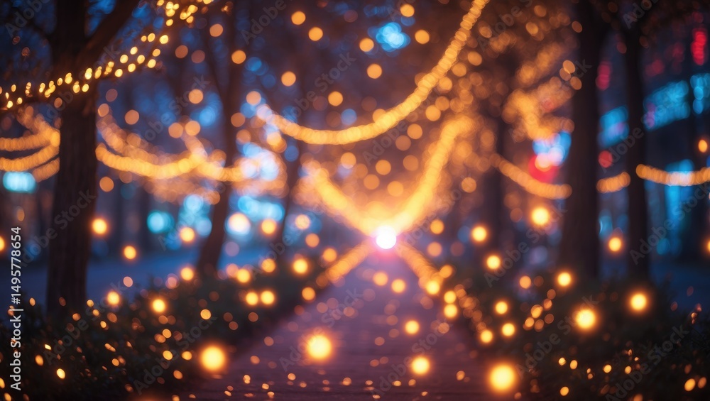 Poster abstract background featuring defocused colorful bokeh lights