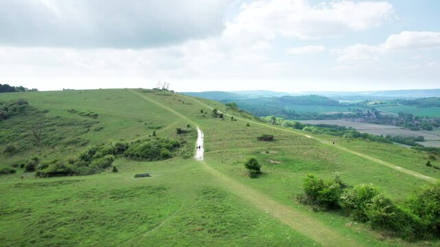 aerial view of the beautiful landscape, Harting Down of Petersfield, summer daytime