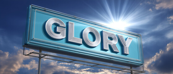GLORY enormous sign isolated on blue sky background